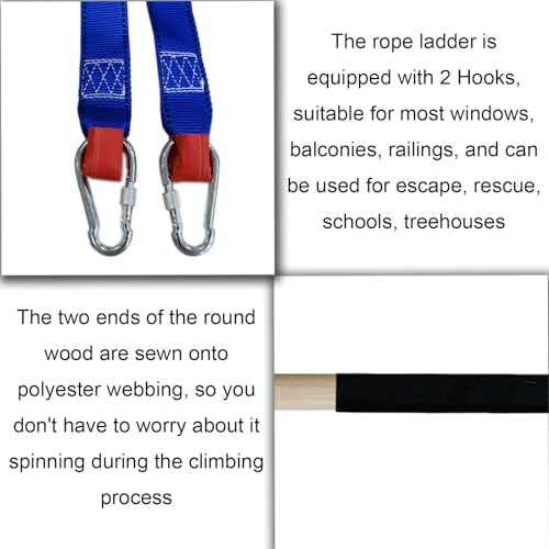 Fire Escape Ladder, 10 Feet Rope Ladder, Emergency Ladder of Deploys Quickly for 2-3 Story Homes, Windows and Balcony