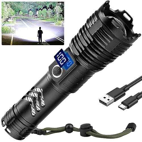 Flashlights High Lumens LED Rechargeable, 99,000 Lumen Super Bright Flashlight High Power USB Flash Light,Waterproof Handheld LED Flashlight for Camping Hiking