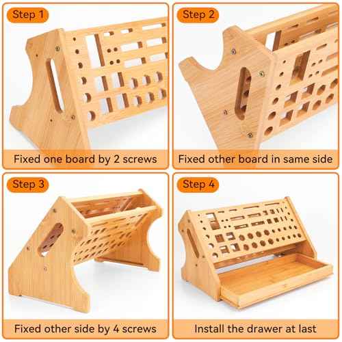 FPVERA Bamboo Screwdriver Organizer - Repair Tool Storage Holder Tool Storage Organizer Workbench Desktop Rack