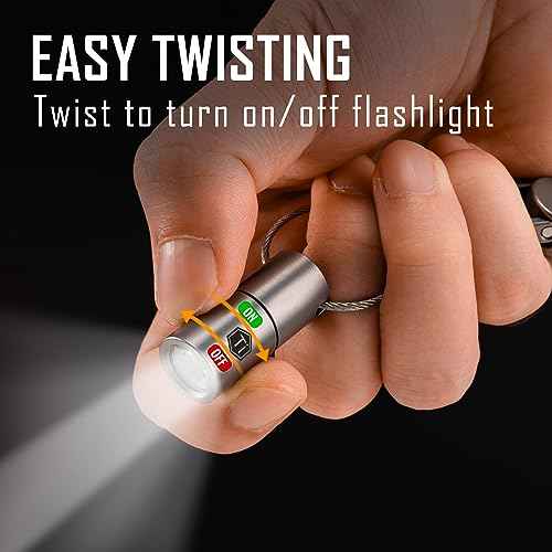 KeyUnity KF03 Titanium Nano Flashlight, LR44 Button Cell 100 Lumens 5W LED Keychian Flashlight for Everyday Carry (KF03 Sandblasted)