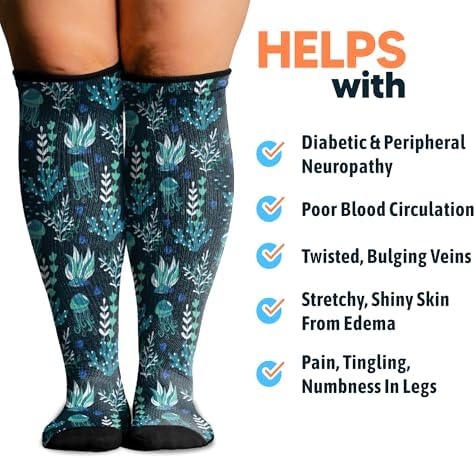 Viasox Compression Socks for Women and Men, Knee High Socks 12-15 mmhg Circulation Support for Flight, Travel, Daily