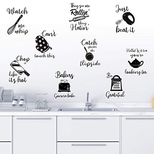 Kitchen Quotes Wall Stickers Lettering Wall Decal Kitchenware with Sayings Decoration for Kitchen Dining Baking Room Restaurant Decoration
