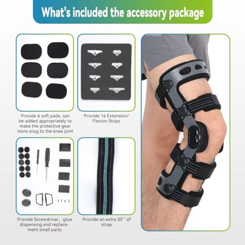 ACL Knee Brace for MCL PCL Meniscus Ligament Sports Injuries, Adjustable Hinged ROM Orthopedic Knee Orthosis for Men & Women (XXL/Right)