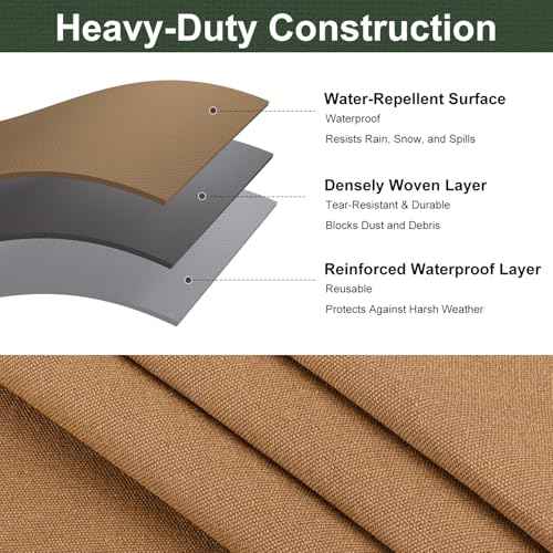 Canvas Tarp 10x12 Feet, 12 Oz Heavy Duty Waterproof with Rustproof Grommets, UV Resistant, Multipurpose Outdoor Tarpaulin for Camping, Canopy, Woodpile, Trailer (Tan)