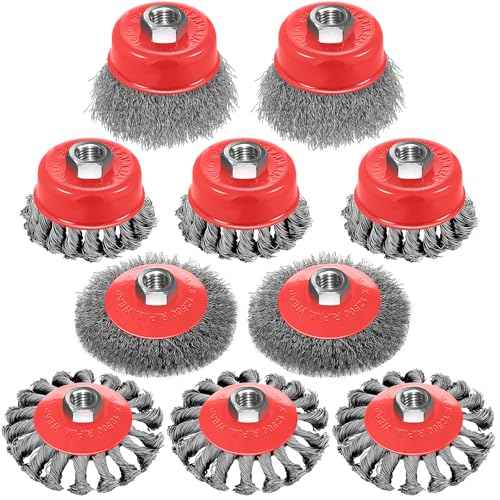 10pcs Wire Wheels for 4 1/2 Angle Grinder Wire Wheel for Angle Grinder Wire Wheel with 5/8" Thread Arbor Wire Wheel Brush Cup Set for Remove Rust Polish Grinding