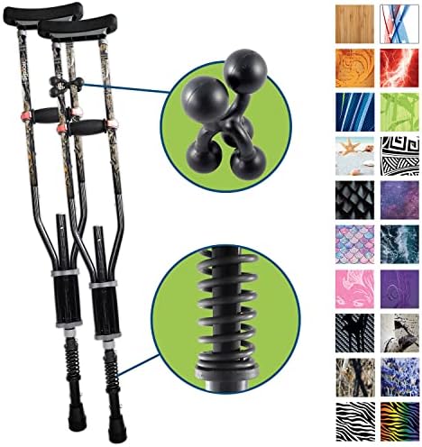 York Nordic - Spring Cushion Crutches Perfect for Sports Injuries and Travel - Heights 4'7" to 6'6" - Adjust Down to 22" for Travel