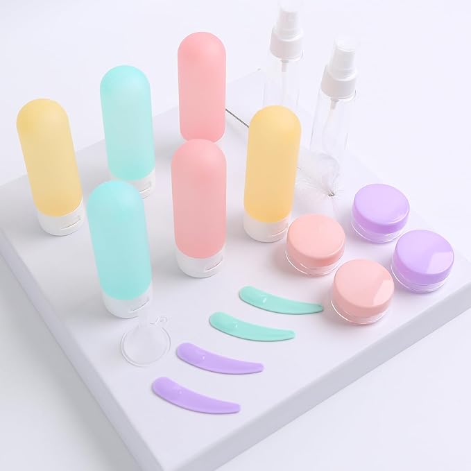 DEWSENSI 20 Pack Travel Bottles Set for Toiletries TSA Approved, Leak Proof Travel Size Containers Kit Portable Refillable Travel Accessories for Shampoo Conditioner Lotion Liquids