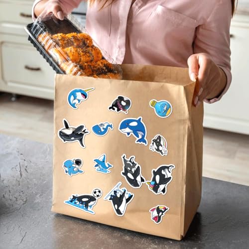 Cartoon Killer Whale Orca Stickers 50pcs Vinyl Pack for Kids Teens Ocean Lovers DIY Crafts Laptop Water Bottle Skateboard Motorcycle Bottles Bedroom Wall