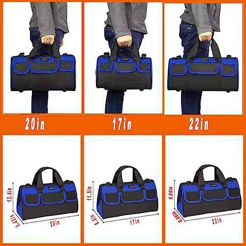 FASTECH 20 Inch Heavy Duty Tool Bag with Wide Mouth for Tool Storage,Carrier and Organizer,Tool Bag for Men/Women, Wide Mouth Tool Bag with Inside Pockets (20 Inch)