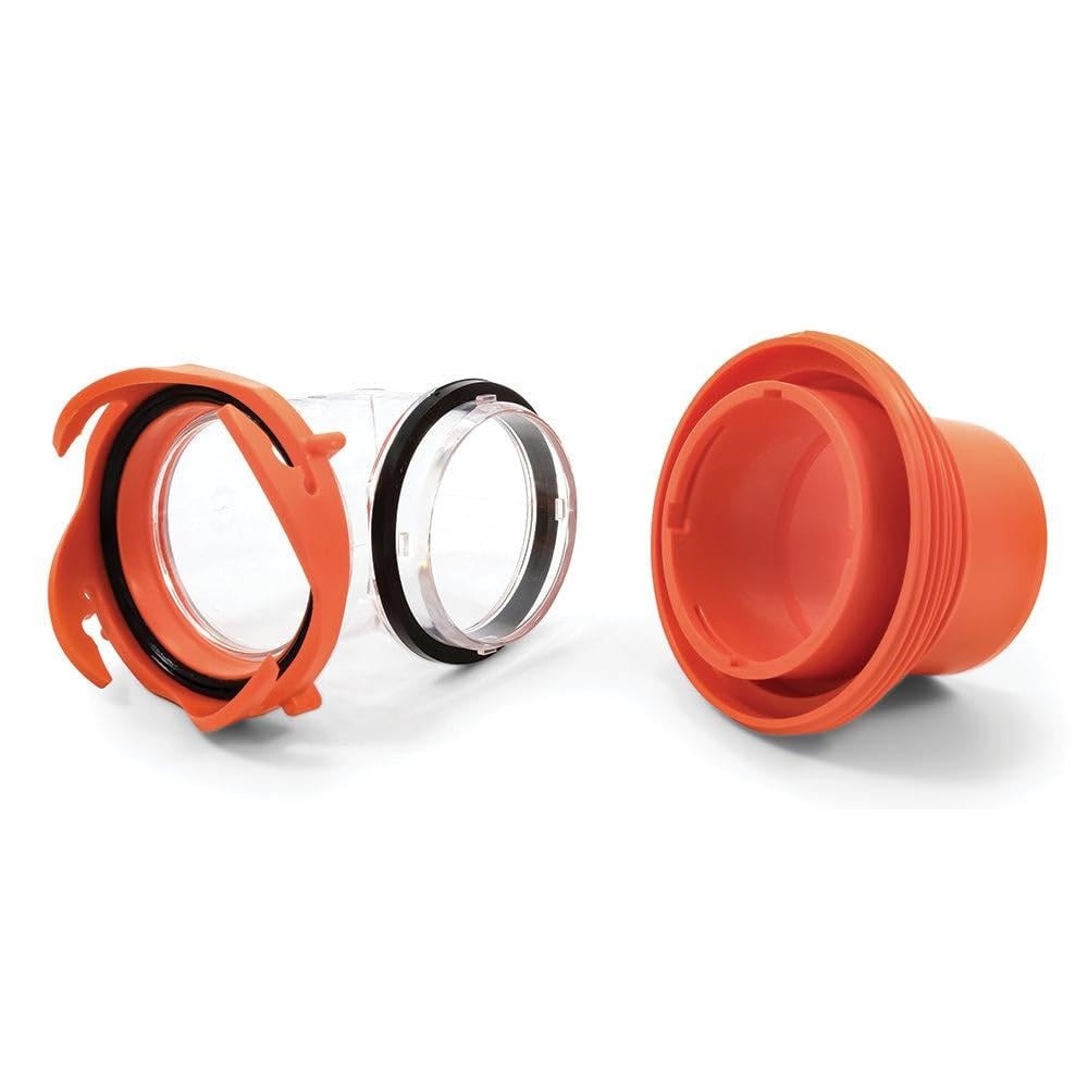 Camco RhinoFlex Clear RV Sewer Hose Elbow with 4-in-1 Adapter - Features a 360-Degree Fitting Rotation and Built-in Gasket for Odor-Tight Protection - Fits 4 Sizes of Dump Station Inlets (39736)