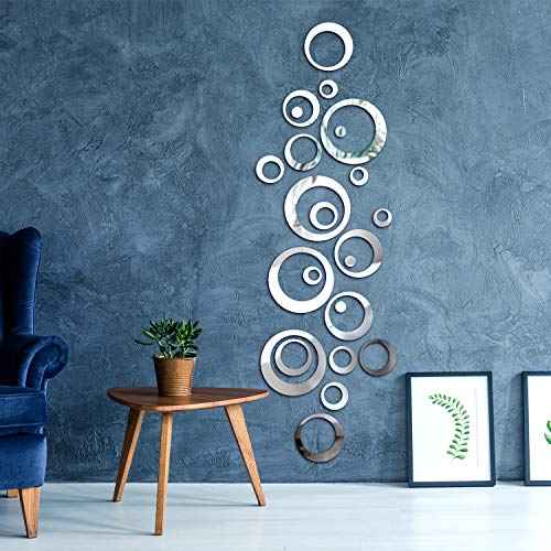 Shappy Removable Wall Sticker Decal Acrylic Mirror Setting for Home Living Room Bedroom Decor (2.5-13.5 cm, 48 Pieces)