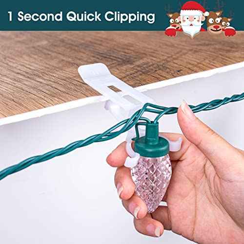C9 LED Christmas Lights Outdoor, 68Ft 100 LED String with All in One Clips, Commercial Grade Waterproof Outdoor Christmas Lights for House Outside Roofline Xmas Decor, Pure White