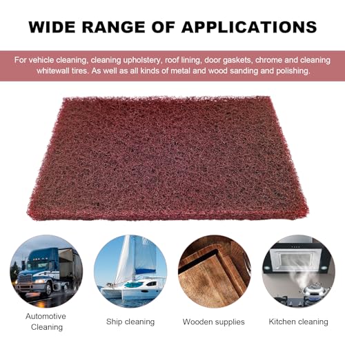 6PCS Scuff Pads, 8" x 5" Very Fine Grade General Purpose Hand Pads, Non-Woven Scouring Pad Abrasive Scrubber for Sanding Scuffing Automotive Body Surface Preparation (Green+Red)
