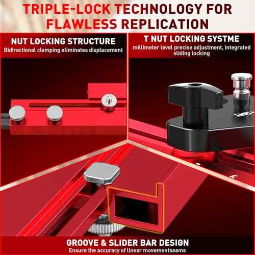 Stair Tread Template Tool, One-Piece Design Stair Measuring Tool, Adjustable Length from 22.5" to 62", Precision Stair Tread Jig Gauge with 14" Scale Pivoting End and Stop Pins