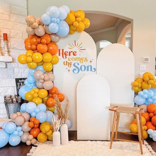 Here Comes The Son Sign Decal for Balloon Arch Backdrop, Large Adhesive Sign Decal Letters Wall Sticker for Boho Sun Themed Party Photo Props Background