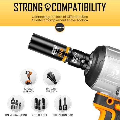 boen 2-Pieces Impact Socket Adapter and Reducer Set, 1/2"F to 3/4"M Adapter & 3/4"F to 1/2"M Reducer, Standard Square Driver & Wrench Conversion Kit, CR-MO Steel