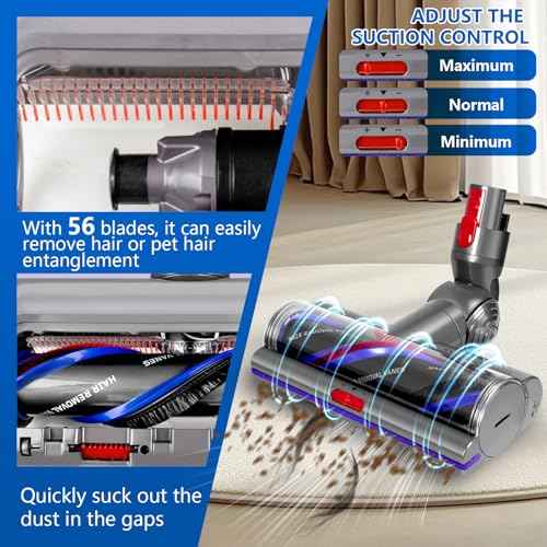 Upgraded High Torque Head Replacement Compatible with Dyson V10 V11 V15 Vacuum Cleaner, Replacement Vacuum Head with Anti-Tangle and Adjustable Suction Suitable for Hardwood Floor & Carpet and Rug