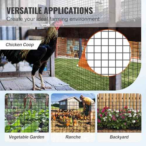 VEVOR Hardware Cloth, 24'' x 100' 1/2 inch Galvanized Wire Mesh Roll, 19 Gauge Chicken Wire Fencing Roll, Vinyl Metal Wire Mesh for Chicken Coop Barrier, Rabbit Snake Fences, Poultry Enclosures