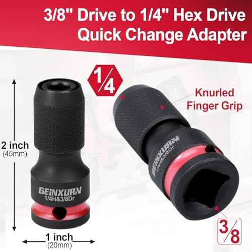 2PCS Impact Screwdriver Bit Holders, 3/8-Inch Square Drive to 1/4-Inch Quick Release Hex Socket Adapter for Impact Wrench