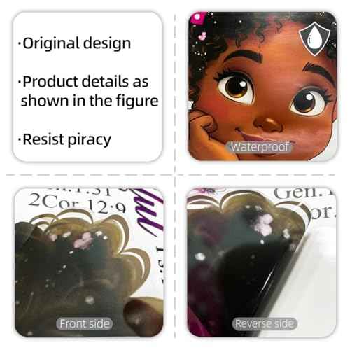 Black Girls Inspirational Wall Decals 44x35in - Pink Purple, Floral Butterfly Scripture Quotes, Peel and Stick Removable for Bedroom Nursery