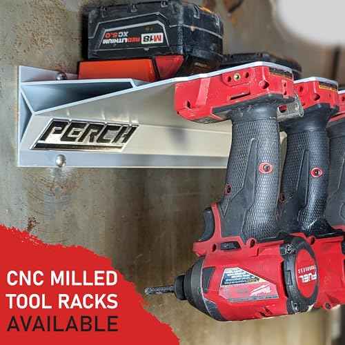 PERCH Battery Expansion Rack | Milwaukee M18 18v | Securely Mount 4 Batteries | Universal Mounting | Most Durable Cordless Tool Organizer