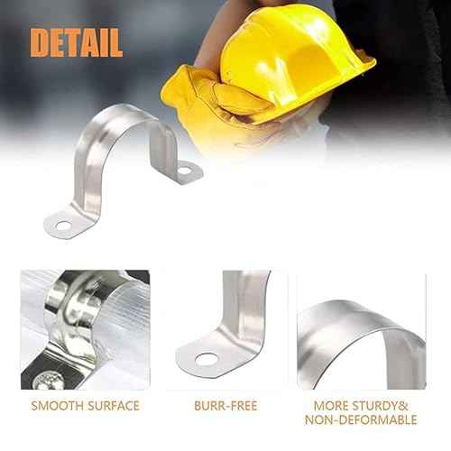 AKIHISA Pipe Clamps, 10 Pcs U Tube Strap Clamp, 304 Stainless Steel 2 Hole Pipe Bracket, ID 7/9Inch(20mm)