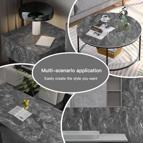 Guvana Matte Marble Contact Paper for Countertop 15.7''x78.7'' Removable Grey Wallpaper Marble Peel and Stick Wallpaper Matte Marble Contact Paper Waterproof Self Adhesive Wall Paper for Kitchen Decor