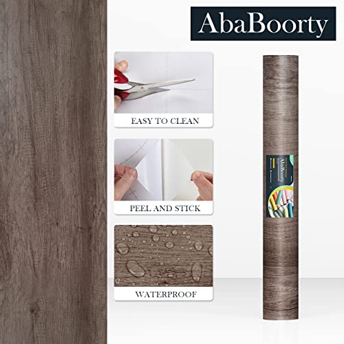 AbaBoorty 85''x15.8'' Classic Gray Oak Wood Wallpaper Peel and Stick Wood Look Vinyl Wrap for Cabinets Shelves