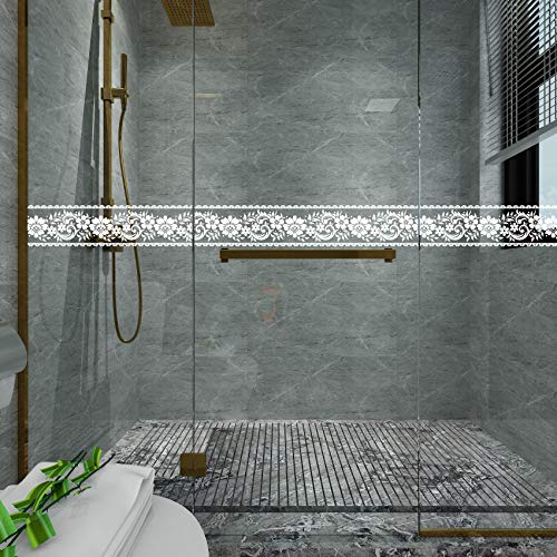 VEELIKE Lace Border Window Sticker Transparent White Removable Peel and Stick Wallpaper Wall Waist Line Sticker for Wall Glass Window Door Home Decor DIY (4 inch¡¿32.8 ft)