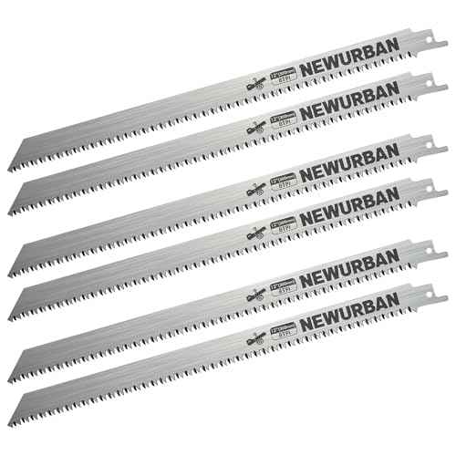 NEWURBAN 6 Pack 12 in (300mm) / 8TPI Stainless Steel Reciprocating Saw Blades for Frozen Meat Bone Food Cutting