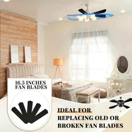 10Pcs Replacement Fan Blades for 42 52 Ceiling Fan Waterproof Weatherproof Fan Blades Replacement for Broken Substitution Replacing Indoor Outdoor Summer(Black,42 Inch)