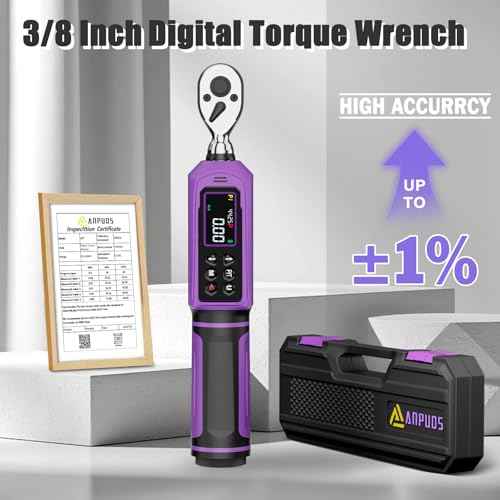 Digital Torque Wrench 3/8 Drive, 0.66-44.25 Ft.lb / 0.9-60 Nm Inch Pound Torque Wrench with Dual Direction Ratchet, ¡¾1% Accuracy with Vibration, Buzzer and LED Alert