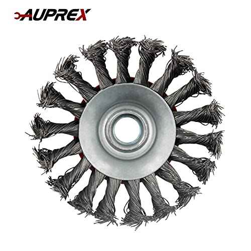 2 Pack 4 Inch Twist Knotted Wire Wheel Brush for Angle Grinder with 5/8 Inch-11 Threaded Arbor - 0.02 Inch Carbon Steel Wire for Heavy-Duty Conditioning of Various Metals