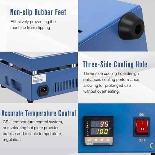 Soldering Hot Plate 110V 850W LED Microcomputer Electric Preheat Soldering Preheating Station Welder Hot Plate Rework Heater Lab (200X200mm Plate)