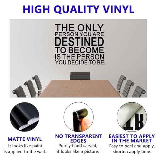 Motivational Quotes Wall Stickers for Office: Classroom Inspirational Positive Vinyl Art Wall Decals for School Gym Bedroom - The Only Person You are Destined 18" X 15"