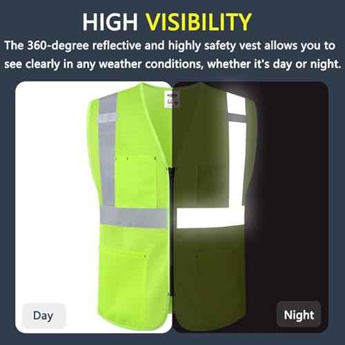 JKSafety Safety Vest for Men Women 10 PCS Hi Vis Construction Vest Reflective Class 2 High Visibility Meet ANSI Standard