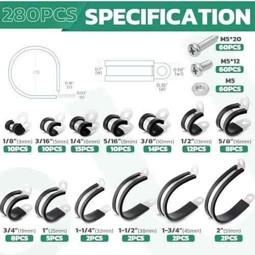 280PCS Cable Clamps with Screws Assortment Kit 304 Stainless Steel Rubber Cushioned Insulated Wire Pipe Clamps 13 Sizes?1/8" 3/16" 1/4" 5/16" 3/8" 1/2" 5/8" 3/4" 1" 1-1/4" 1-1/2" 1-3/4" 2¡±