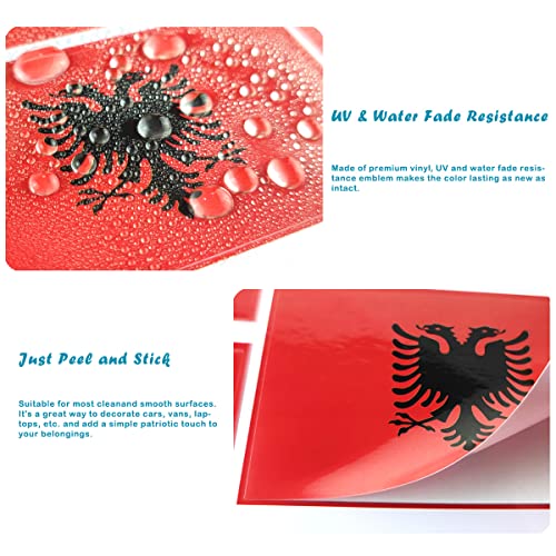 QQSD Albania Flag Sticker Albanian Decal in Multiple Sizes, 3 Pack, 11.7 x 8.3 Inches