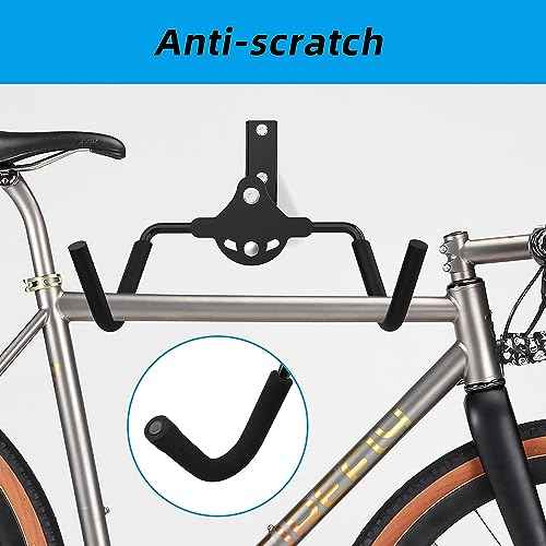 Foldable Bike Wall Mount Rack, Bicycle Rack Storage, Horizontal Bicycle Storage Hanger Adjustable Bike Hanging Hook, Heavy Duty Bike Rack Hook Holder Mounted Garage Indoor or Home £¨2 Pack£©