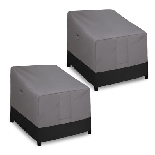 Easy-Going Outdoor Chair Cover Waterproof, Heavy Duty Patio Chair Cover, Windproof Outdoor Furniture Cover with Air Vent (2 Pack-33.5Wx40Dx36H inch, Gray/Black)