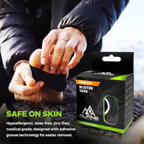 Blister Prevention Tape: Precut Strips, Water Resistant, Durable Strips for Mountaineering, Snow Shoeing, Running, Hiking, Climbing, Skiing and Snowboarding, Winter Sports