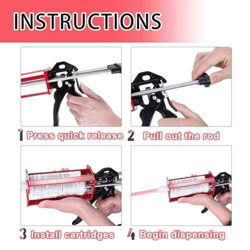 200ml Dual Cartridge Epoxy Gun, 1:1 & 2:1 Ratio Manual Adhesive Applicator for 2-Part Epoxy, Dual Component Glue, Panel Bonding, Structural Repairs, Fillers, and Plastic Repair