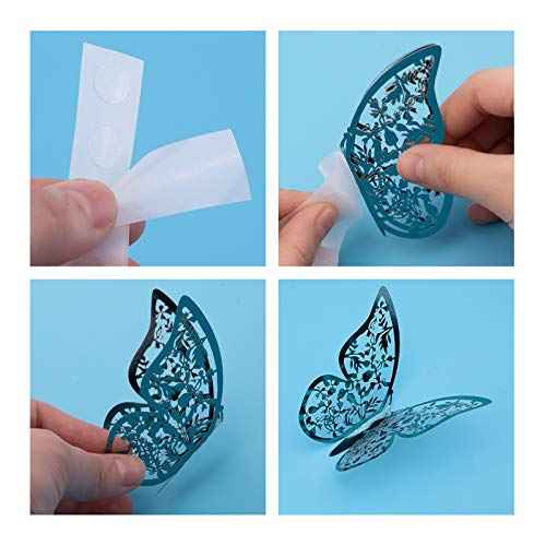 AIEX 24 x 3D Butterfly Ornaments with 3 Different Sizes (Indigo)
