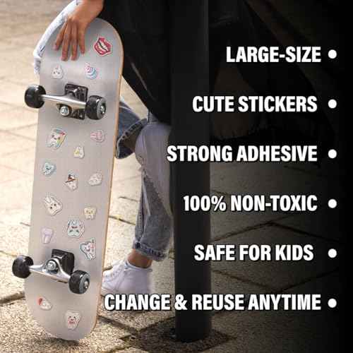 Cute Cartoon Teeth Stickers 108Pcs Dentist Vinyl Tooth Theme for Kids Dental Clinic Classroom Reward Water Bottles Scrapbooking Laptop Decoration Pack Hat