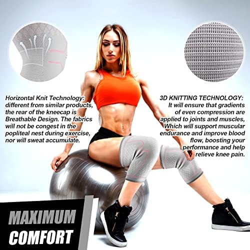 NEENCA Knee Braces for Knee Pain Women & Men -2 Pack Knee Sleeves for Knee Pain Set, Knee Brace Compression Sleeves, Knee Support for Sports, Running, Meniscus Tear, ACL, PCL, Arthritis Pain Relief...