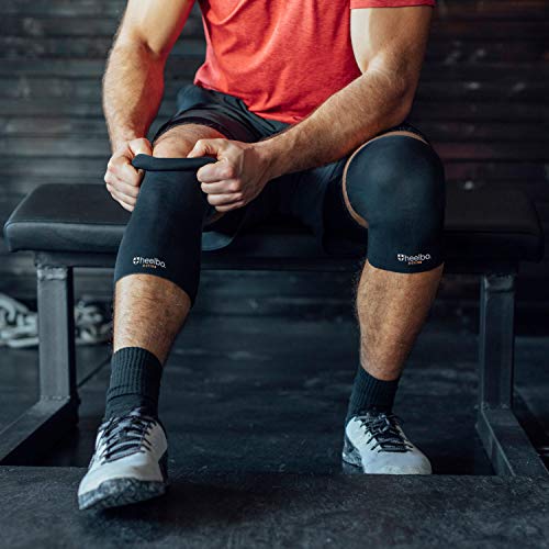 Knee Compression Sleeve with Copper Infused Fibers and Breathable Fabric for Knee Pain Relief, Knee Support, Sore Muscles and Joints for Running, Jogging, Hiking or Arthritis, Black, Large