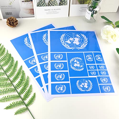 QQSD United Nations Flag Sticker UN Decal in Multiple Sizes, 3 Pack, 11.7 x 8.3 Inches