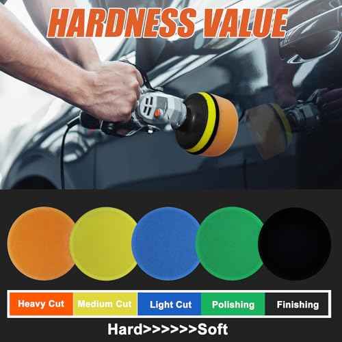 Buffing Sponge Pads, 3 Inch Polishing Pads, 14PCS Detail Polishing Kit, Car Polishing Foam Wool Pads Wax Buffer Polisher Attachment with M14 Thread Backing Pad Adapters for Waxing