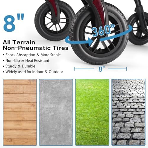 Amblisss Walkers for Seniors with Seat, Foldable Rollator Walkers, 300 lbs Weight Capacity, 8" Wheels Dual Height Ajustable, Rolling Walker with Seat for All-Terrain, Dark Blue