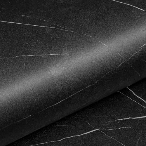 Livelynine Black Marble Wallpaper Peel and Stick Countertops Waterproof Black Countertop Contact Paper Desk Vinyl Wrap Self Adhesive Renter Friendly Counter Top Covers for Kitchen Bathroom 15.8x78.8